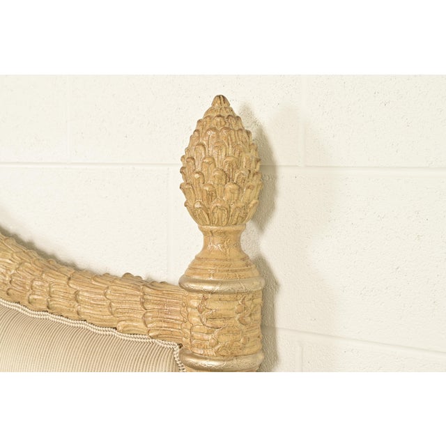 Cream Henredon Style French Regency Louis XVI Cream Crackle Lacquered Upholstered King Size Bed For Sale - Image 8 of 14