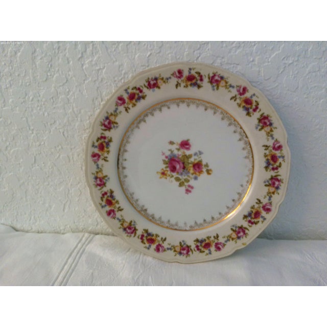Pink Vintage Matched Victorian Design Floral Porcelain Dinner Plates, Set of 6 For Sale - Image 8 of 11