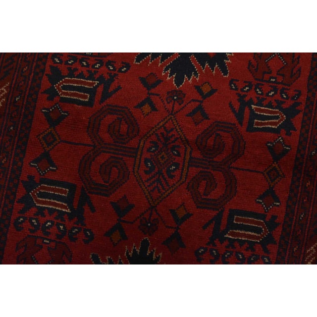 Textile Turkmen Rug 3’5” X 5’4” Red Wool Tribal Hand-Knotted Oriental Carpet For Sale - Image 7 of 12
