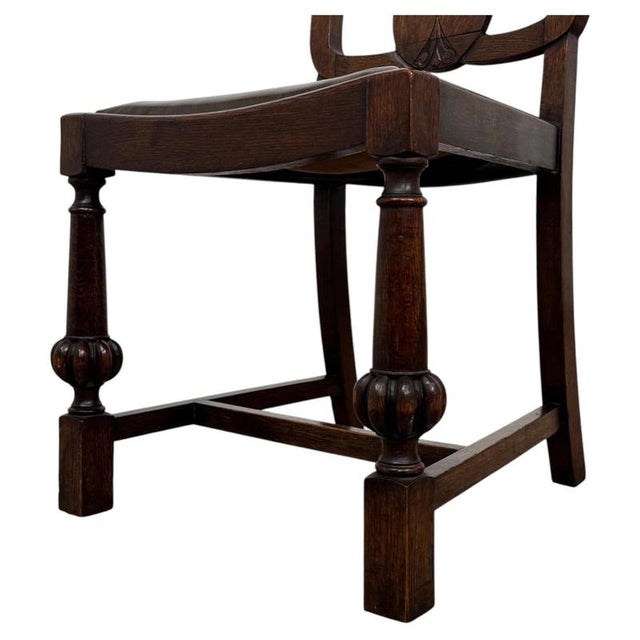 Early 20th Century Antique English Edwardian Oak Dining Chairs, Set of 4 For Sale - Image 4 of 8