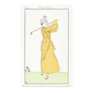 1913 Original French Art Deco Poster, Costumes Parisiens: Lady Golfer