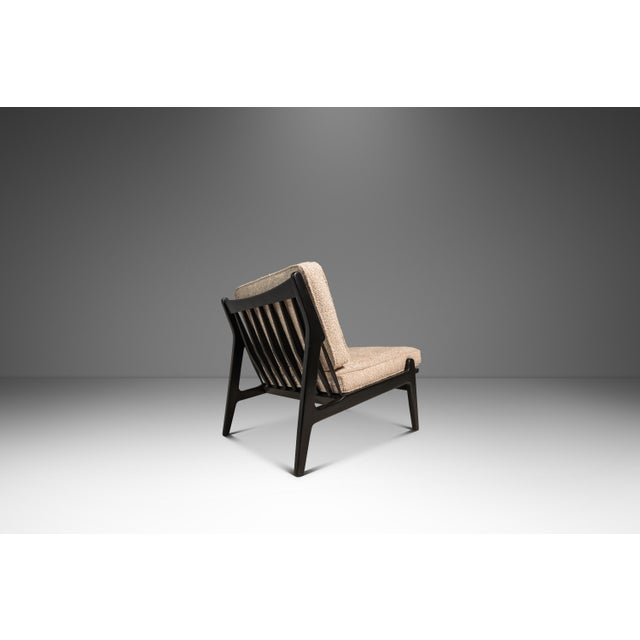 1950s Set of Two (2) Danish Modern Ebonized Lounge Chairs in Bouclé Attributed to Ib Kofod Larsen for Selig, Denmark, C. 1950's For Sale - Image 5 of 18