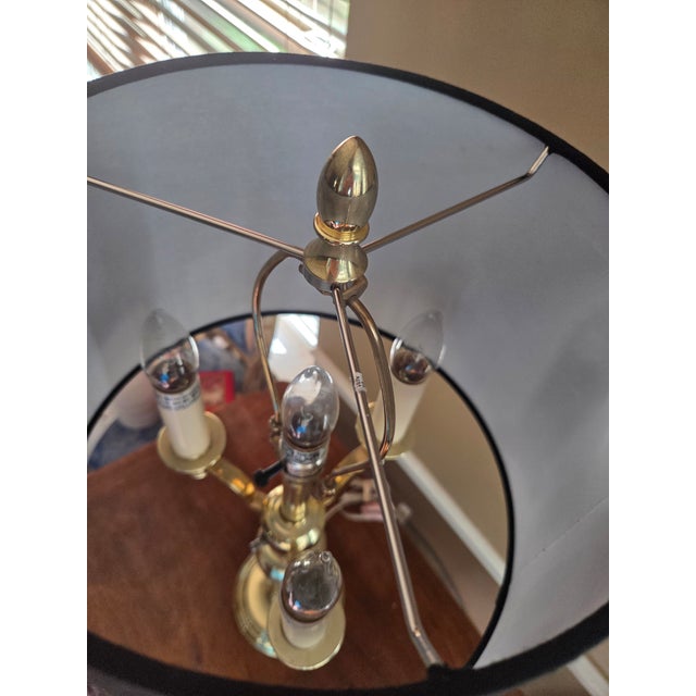 Late 20th Century Brass Bouillotte Style Candelabra Table Lamp For Sale - Image 12 of 15