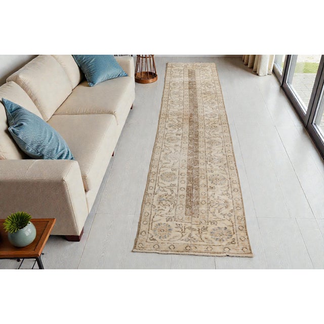 Textile Antique Handknotted Wool Runner Rug For Sale - Image 7 of 10