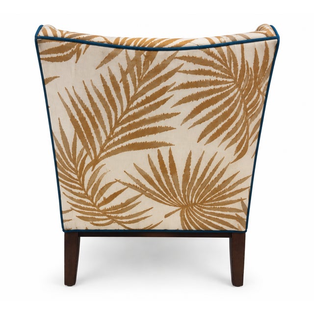 Custom Modern Chaise Lounge in Fabricut Palm Fabric For Sale - Image 4 of 4