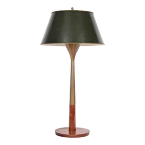 Mid 20th Century Tall Gerald Thurston for Lightolier Radiating Brass & Walnut Table Lamp