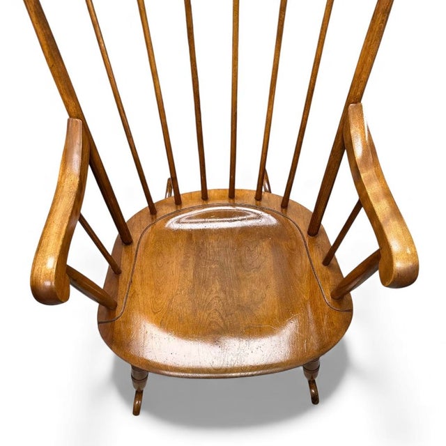 1930s Vintage Nichols & Stone Windsor Rocking Chair 1930s Signed Maker's Marks For Sale - Image 5 of 12