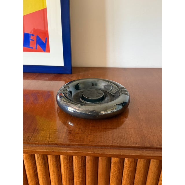 Space Age Blue Iridescent Ceramic Ashtray / Vide Poche, Italy 1970s For Sale - Image 13 of 13