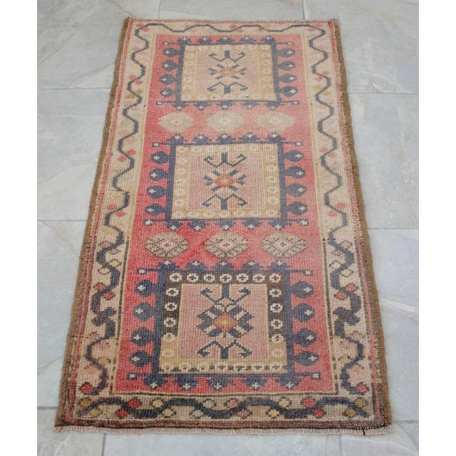 Hand Knotted Door Mat, Entryway Rug, Bath Mat, Kitchen Decor, Small Rug, Turkish Rug - 1′11″ × 3′7″ For Sale - Image 4 of 7