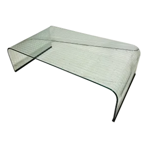 1980s Angelo Cortesi for Fiam Italia Etched Glass Waterfall Coffee Table
