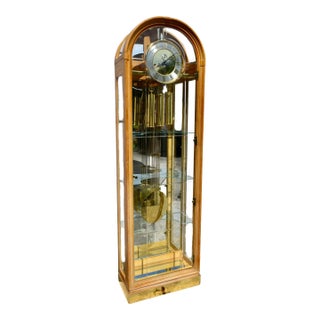 Vintage Ridgeway Rounded Top Contemporay Style Lighted Curio/Granfathers Clock For Sale