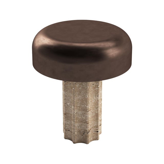 FLUTED COLUMN Rechargeable Cordless LED Table Lamp, 3-Levels Brightness Touch Sensor Control, Travertine / Chocolate Bronze For Sale - Image 12 of 14