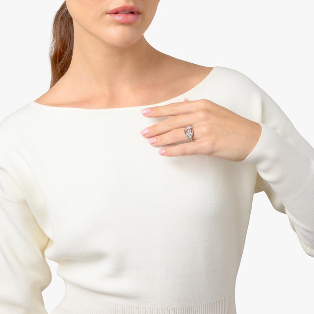 This captivating Art Deco engagement ring showcases a rare 1.03 carat rose cut diamond, offering a soft, glowing...