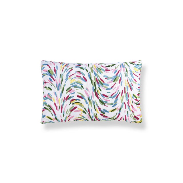 Contemporary The House Of Scalamandré Fountain Embroidery Lumbar Pillow In Printemps For Sale - Image 3 of 3