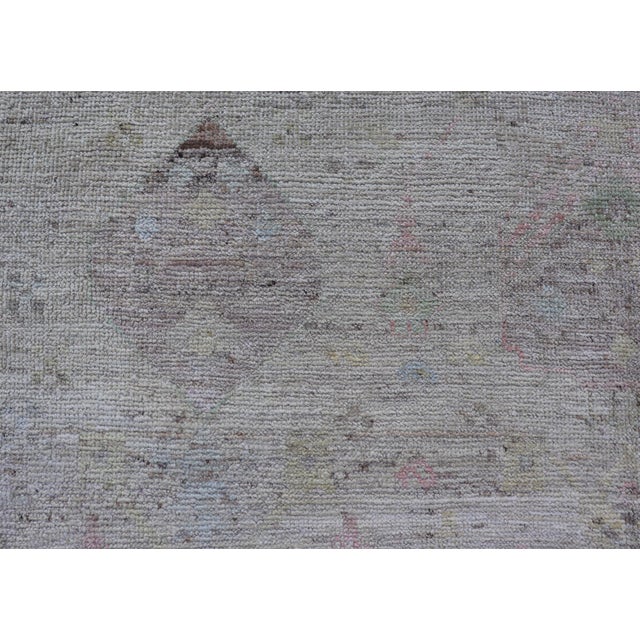 Textile Modern Hand-Knotted Muted Tribal Rug in Wool With Sub-Geometric Design 5'1 X 6'9 For Sale - Image 7 of 12