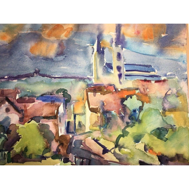 View of a Town, 1950s, Watercolor For Sale - Image 12 of 13