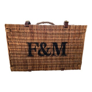 English Fortnum & Mason Wicker Basket Picnic Hamper For Sale