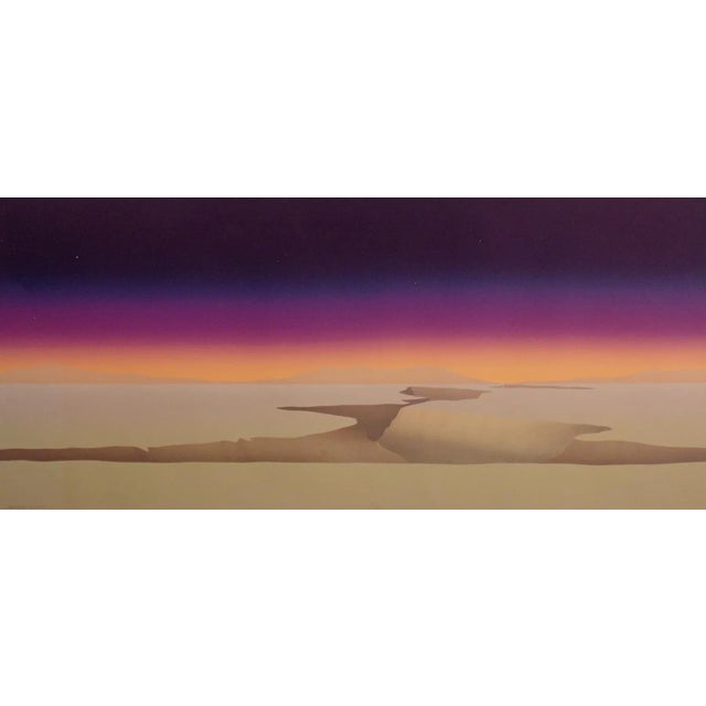 Contemporary 1984 "Chamisa Winds" Minimalist Western Sunset Hand Signed Lithograph by John Axton For Sale - Image 3 of 6