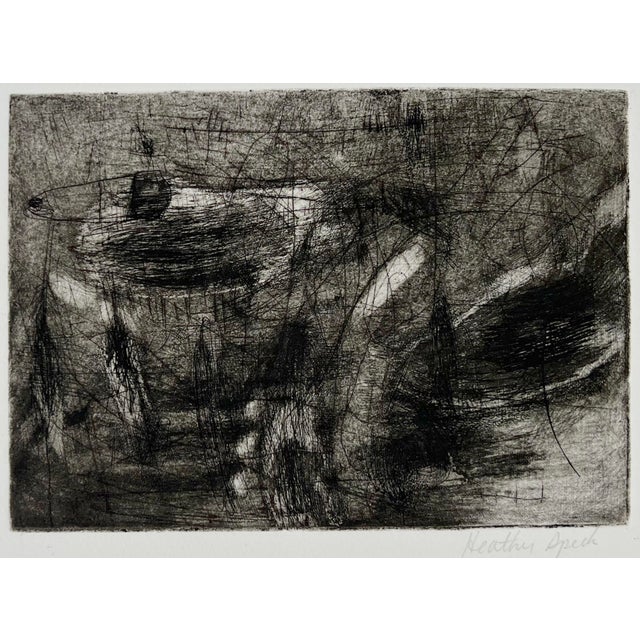 Finely Detailed Abstract W/Woman Carrying a Young Child Collotype on Paper by Heather Speck For Sale - Image 4 of 8