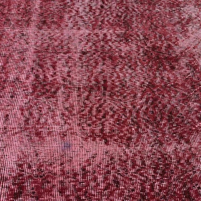 Hand-Made Natural Dye Distressed Turkish Rug 196 x 110 cm This is an distressed and overdyed vintage rug, original dyes...