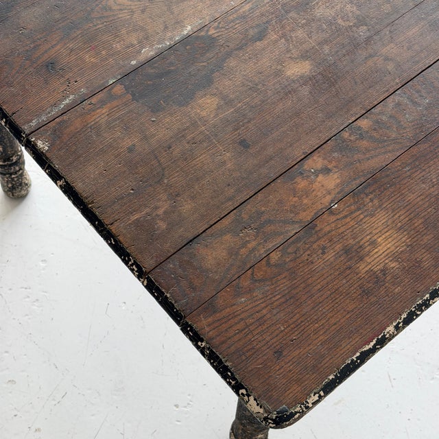 Early 20th Century Primitive Painted Square Antique Dining Table For Sale - Image 5 of 7