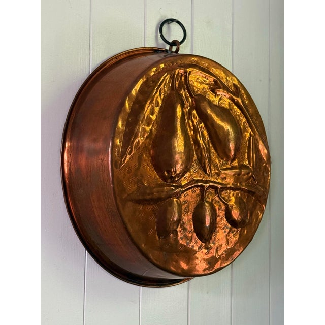 English Very Large Vintage Hammered Copper Fruit Mold Wall Hanging For Sale - Image 3 of 7