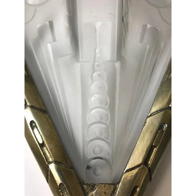 Brass French Art Deco Geometric Sconces Signed by Muller Frères - a Pair For Sale - Image 8 of 10