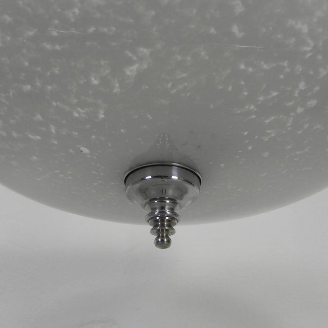 Silver Art Deco Pendant Lamp with Cloudy Glass Bowl, 1930s For Sale - Image 8 of 18