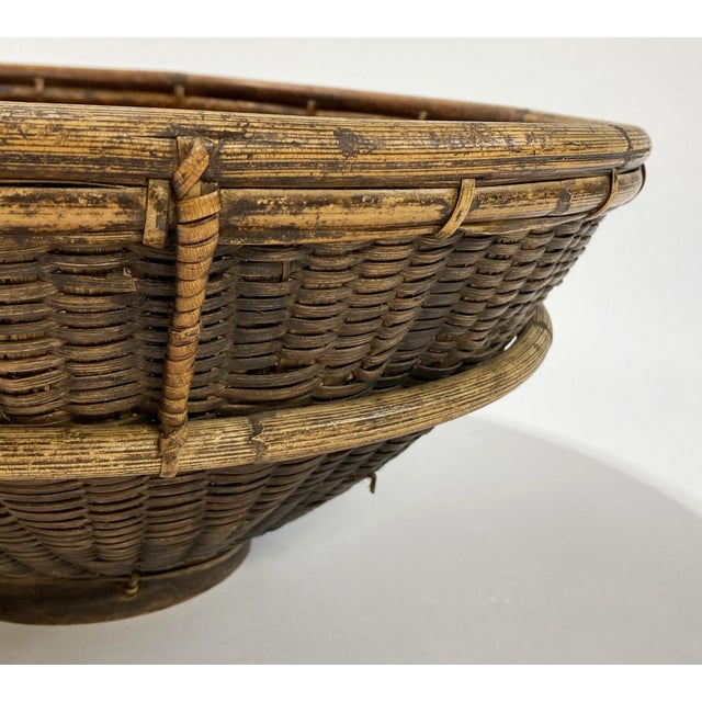 Brown Large Woven Rice Basket For Sale - Image 8 of 8