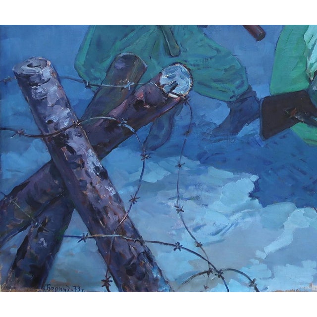 Realism Army Realism Oil Painting, 1973 For Sale - Image 3 of 6