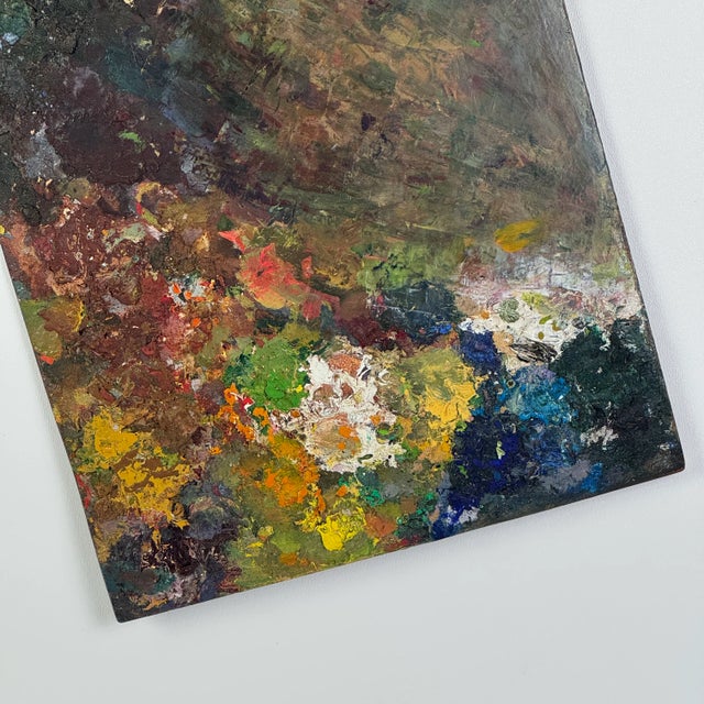 French Vintage Artist's Painting Palette With Thick Remnant Multicolored Oil Paint For Sale In New York - Image 6 of 11
