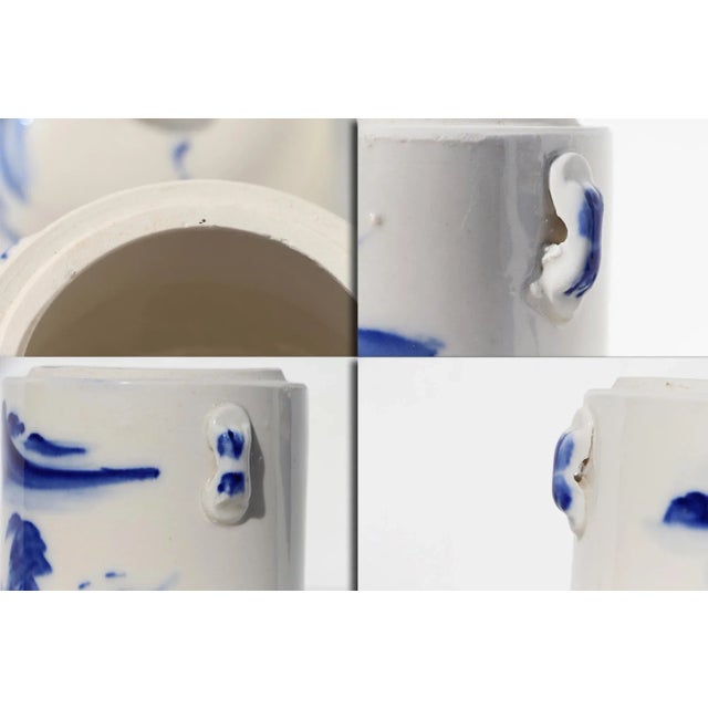 1940s Chinese Celadon Blue & White Tea Caddy For Sale - Image 10 of 13