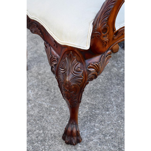 Vtg. Pair of Carved Mahogany Federal Style Arm Chairs With Claw Feet For Sale - Image 13 of 18