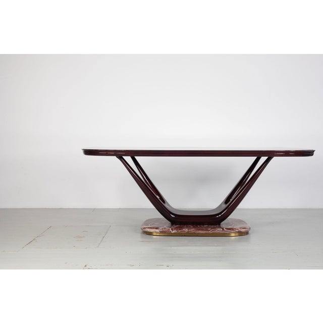 Purple Oval Dining Table with Aubergine-Colored Glass Top and Marble Base, Italy, 1950s For Sale - Image 8 of 18