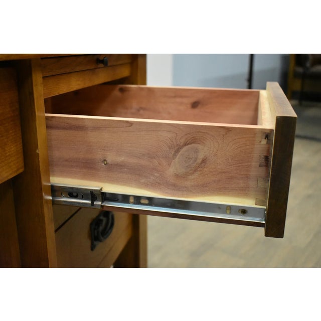 Crafters and Weavers Mission Quarter Sawn Oak 5 Drawer Desk - Michael's Cherry For Sale In Chicago - Image 6 of 9