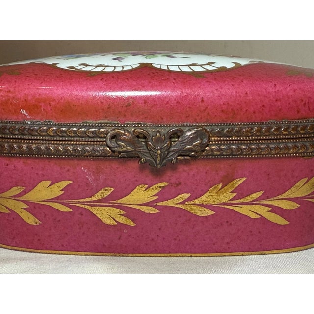 Large Antique 19th Century Hand Painted French B. Altman Porcelain Dresser Box For Sale - Image 11 of 12