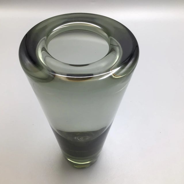 Mid-Century Modern Signed Holmegaard Smoked Gray Glass Vase For Sale - Image 12 of 13