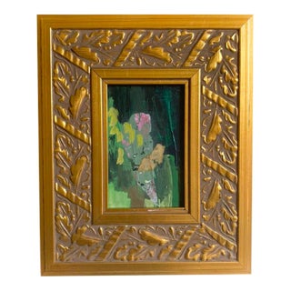 "Garden Edge" 2026 Mini Painting by Jessalin Beutler With Vintage Frame For Sale
