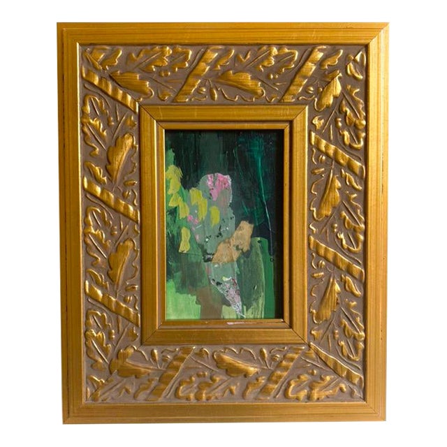 "Garden Edge" 2026 Mini Painting by Jessalin Beutler With Vintage Frame For Sale