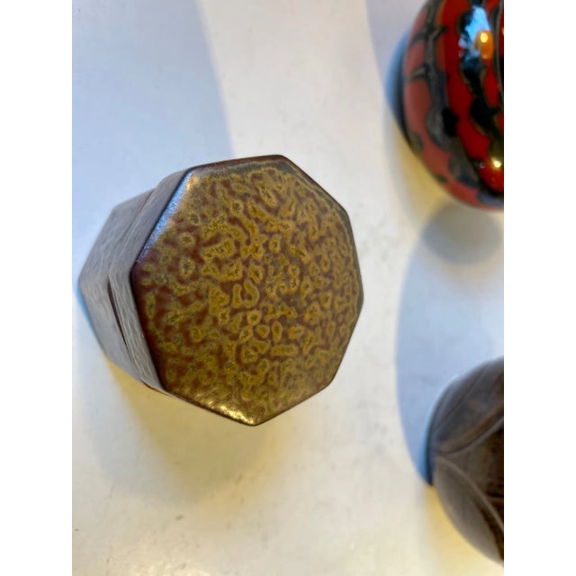 Ceramic Scandinavian Modern Studio Vases in Glazed Ceramic, 1960s, Set of 3 For Sale - Image 7 of 13