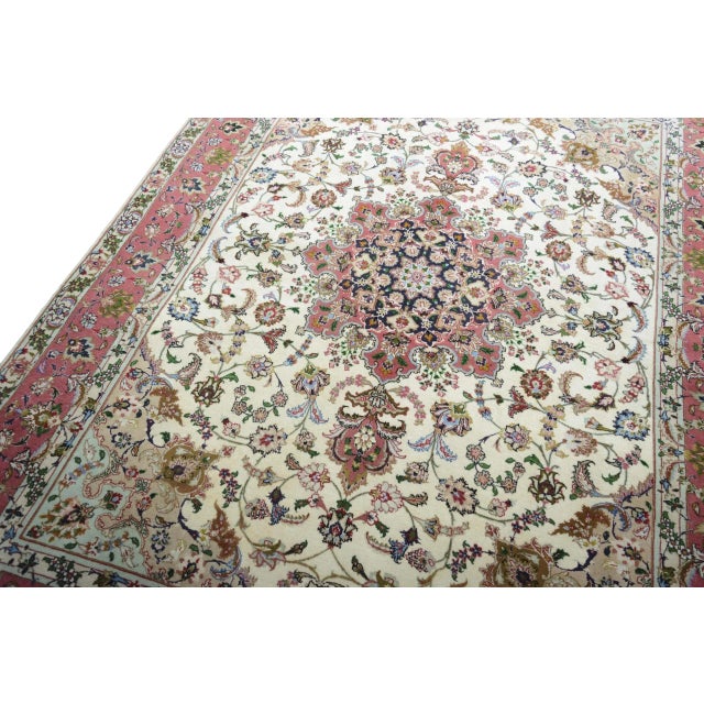 Hand-Knotted Tabriz 50raj Oriental Rug with Silk For Sale - Image 5 of 13