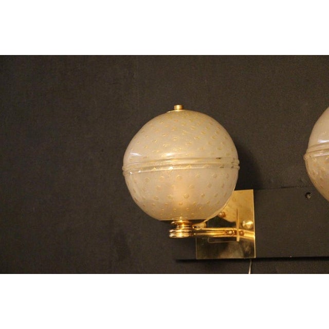 Golden Pulegoso Murano Glass Sconces in the style of Barovier, 1990s, Set of 2 For Sale - Image 4 of 18