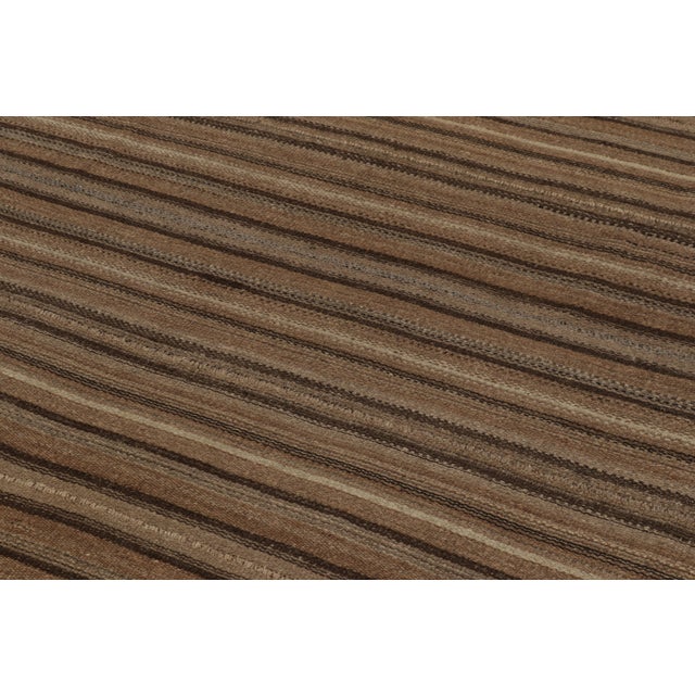 Rug & Kilim Vintage Bidjar Persian Kilim, Tribal Rug in Brown Stripes For Sale - Image 4 of 8