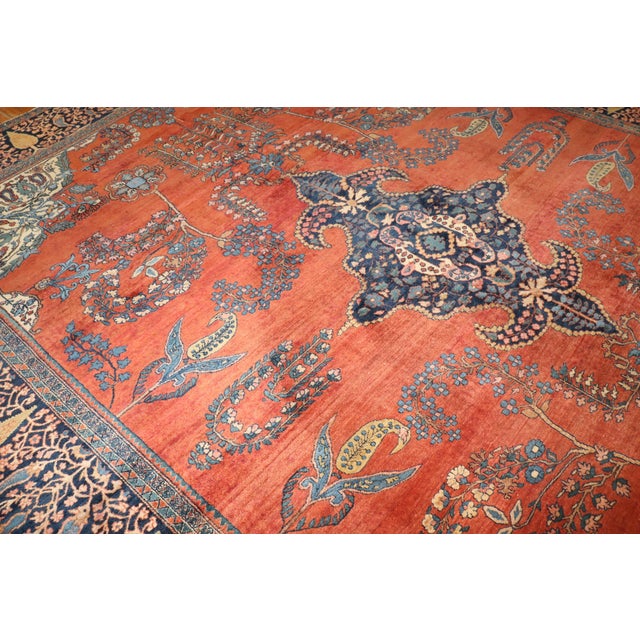 Persian Zabihi Collection Antique Persian Sarouk Ferahan Rug - 10'7" x 12'9" For Sale - Image 3 of 12