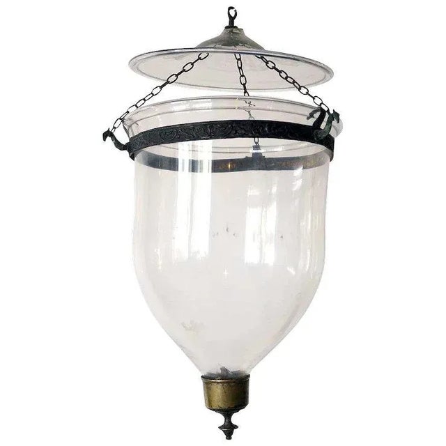 19th Century 19th Century English Regency Style Glass Pendant Hall Candle Lantern For Sale - Image 5 of 5