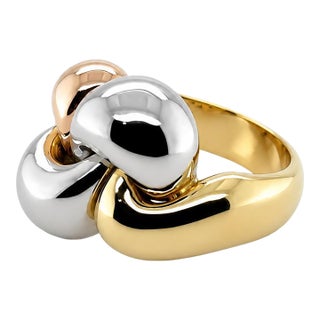 Italian 18k Tri-Gold Ring, Size 7 For Sale