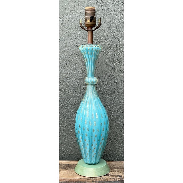 Aqua Vintage Italian Murano Glass Lamp For Sale - Image 8 of 12