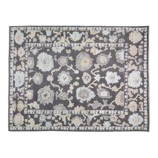 1990s Turkish Oushak Hand Knotted Rug With Soft Hi-Low Texture,9'X12'4" For Sale