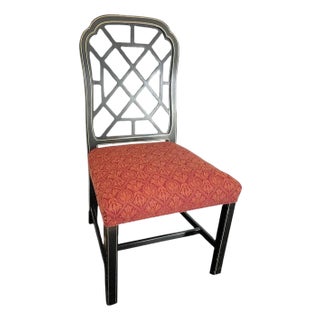 Late 20th Century Chinoiserie Fretwork Side Chair For Sale