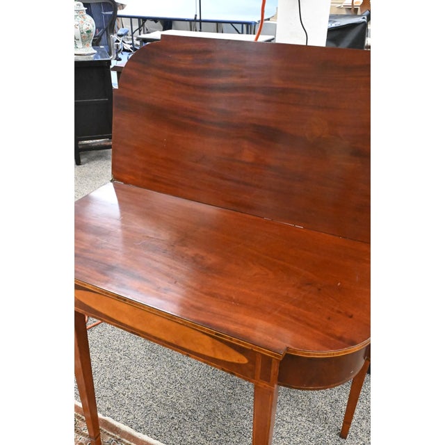 American Mahogany Inlaid Fold Top Card Table, Early 19th Century For Sale - Image 3 of 3